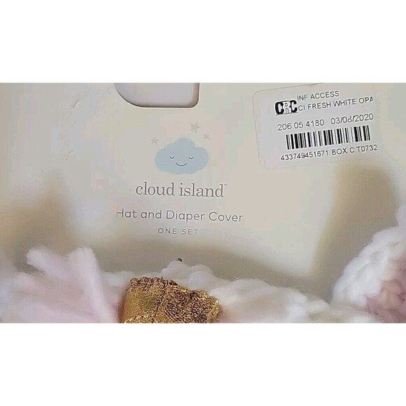 CLOUD ISLAND Unicorn Baby Knit Beanie Hat Diaper Cover Set Infant Photo Op NEW - Picture 4 of 5